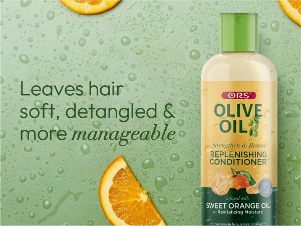 ORS being applied to hair in hands to detangle and soften strands