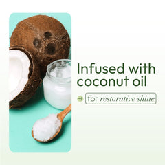 ORS bottle next to olive and coconut to show nourishing oil ingredients benefit