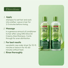 ORS olive oil two-piece set styled on bathroom counter conveying routine-ready hydration benefits