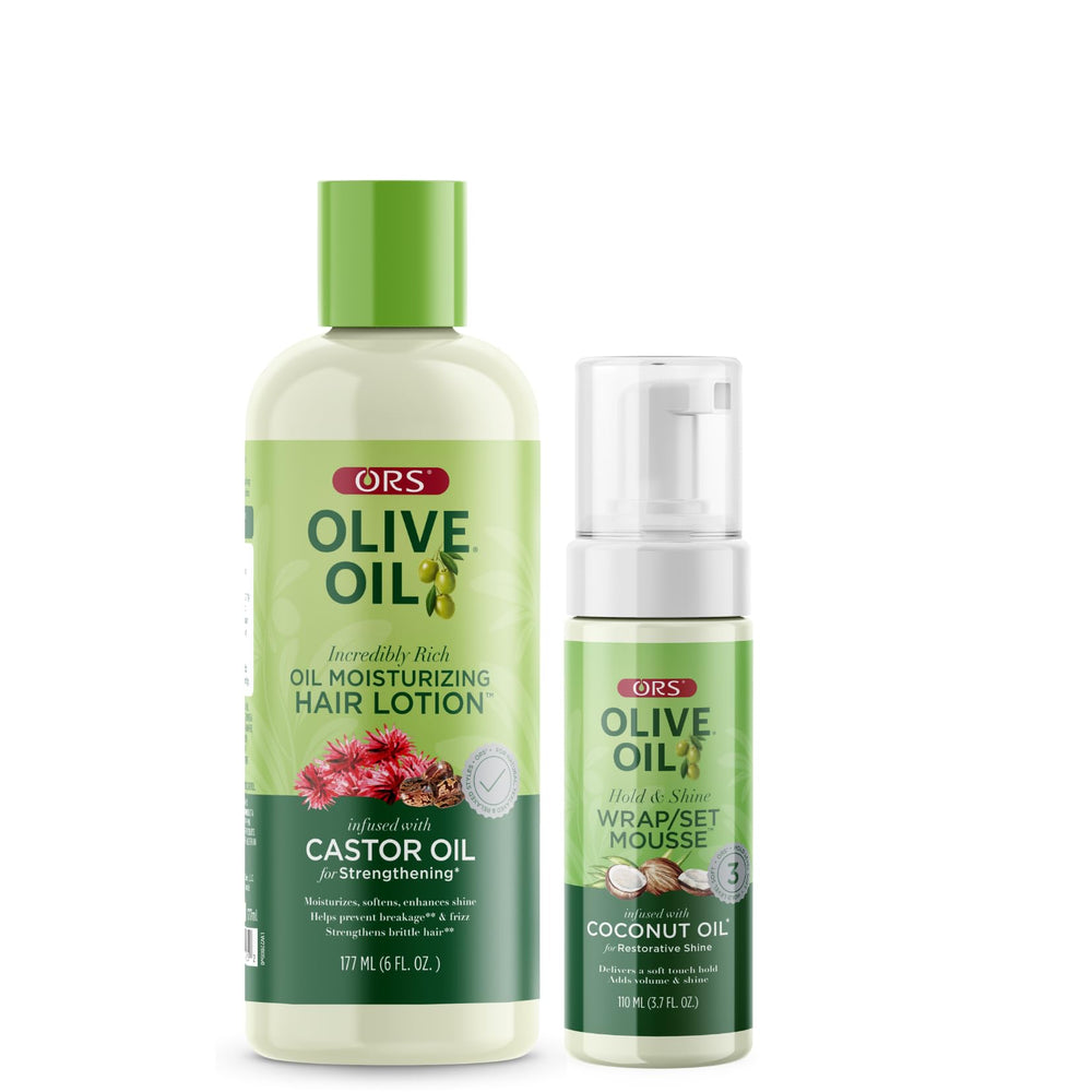 ORS front packaging of the two-piece wrap set showing product benefits and shine