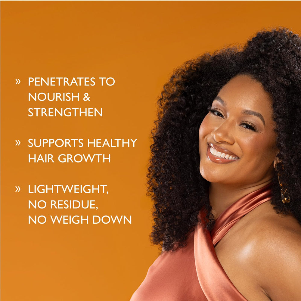 ORS close-up on textured hair with added shine showing smoother, softer curls