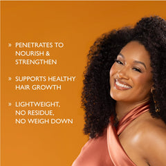 ORS close-up on textured hair with added shine showing smoother, softer curls