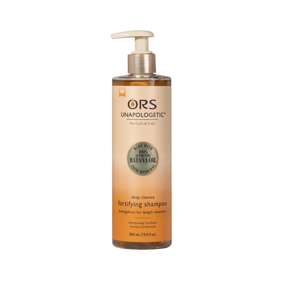 ORS bottle front view showing branding and fortifying shampoo benefits