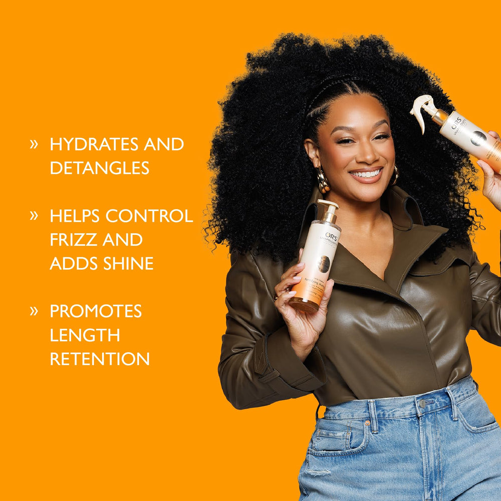ORS ingredients display with olive, shea, and pequi oils showing nourishing benefits