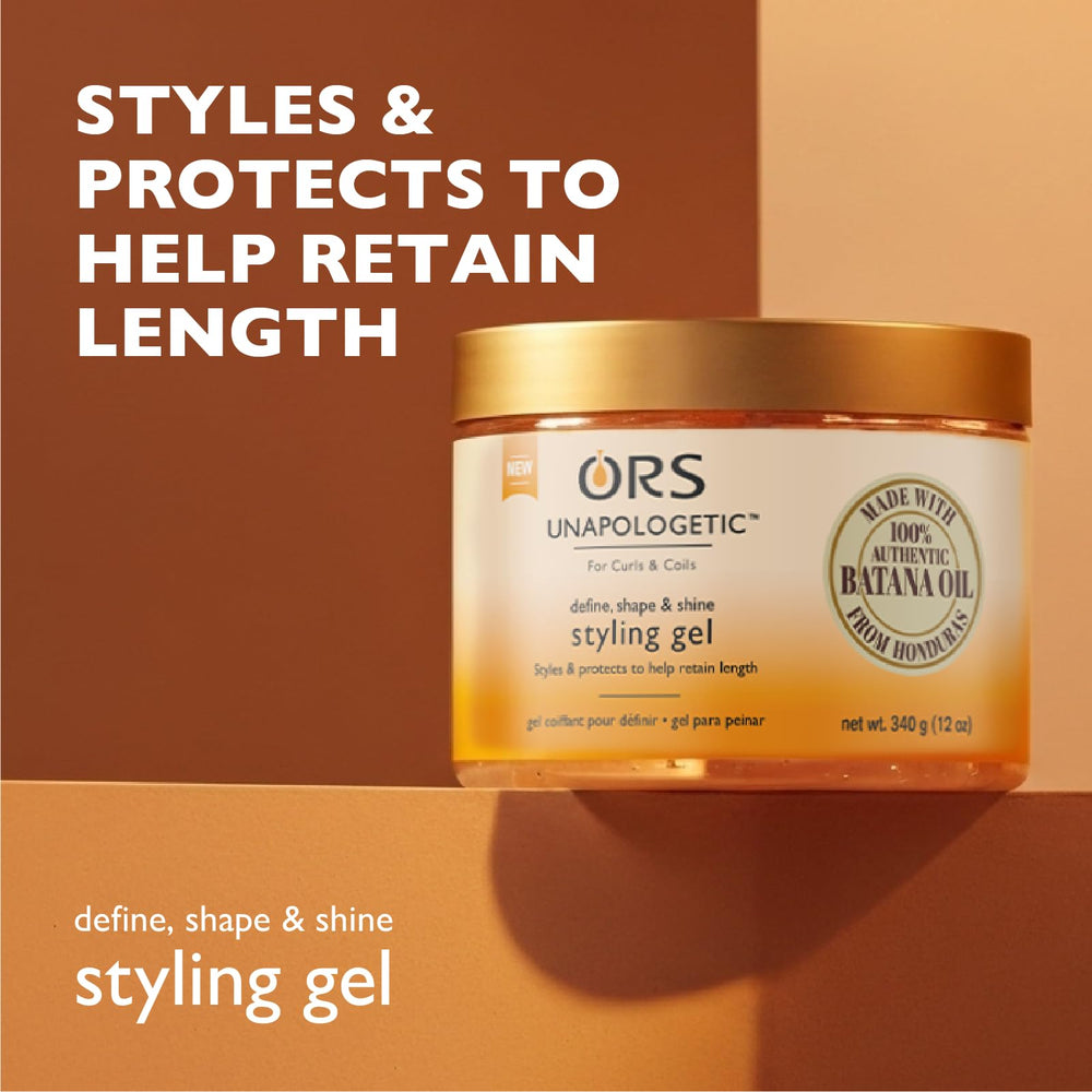 ORS gel texture close-up showing smooth clear formula for easy styling
