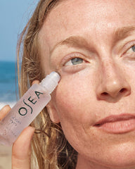 OSEA Ocean Eyes gel texture on fingertip demonstrating hydrating, fast-absorbing formula