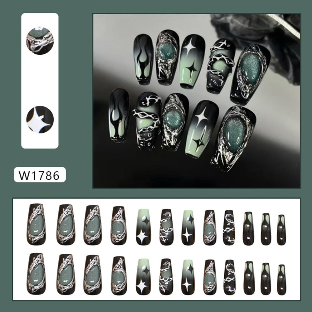 OSTTMA close-up of black to green gradient and silver accents, shows detailed finish
