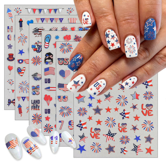 OSTTMA front packaging showing six patriotic sticker sheets for easy holiday nails