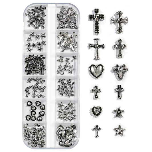 OTKARXUS front packaging showing 120-piece silver nail charms, clear organization benefit
