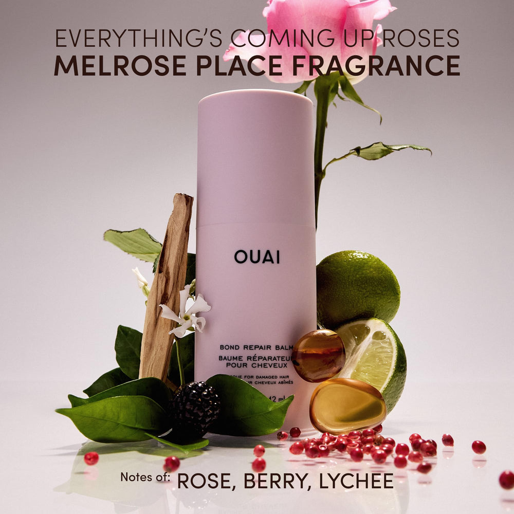 OUAI ingredients display highlighting vegan silk protein and strengthening benefit