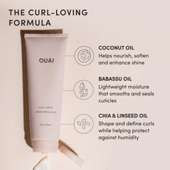 OUAI on wet curls showing defined wash-and-go result and reduced frizz