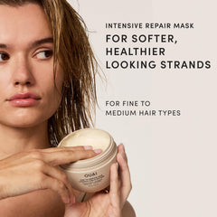 OUAI creamy mask texture close-up demonstrating smooth slip for easy detangling