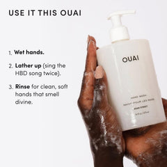 OUAI ingredients flatlay with avocado and rosehip showing natural actives benefit: nourishing formula