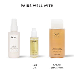 OUAI bottle on vanity styled scene offering everyday beauty routine ease