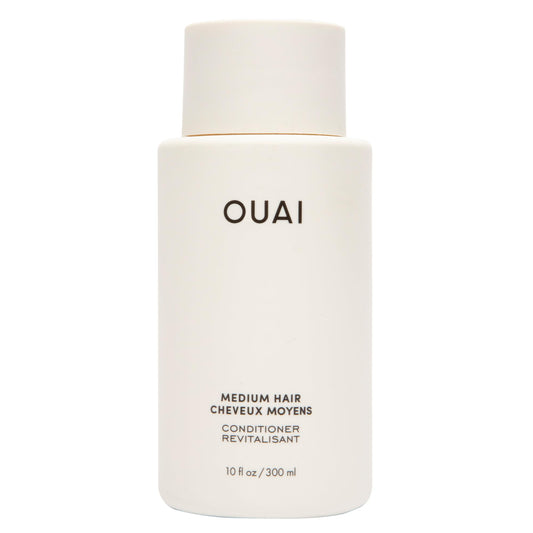 OUAI medium conditioner front bottle view showing clean design and size benefit