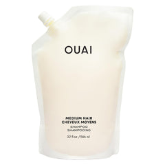 OUAI medium shampoo front 32 oz bottle showing product and refill advantage