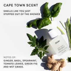 OUAI scalp serum size comparison next to common toiletries for scale