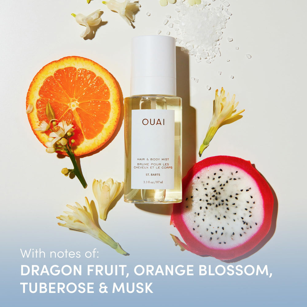 OUAI body cream open jar with readable label demonstrating ingredient-rich formulation benefit