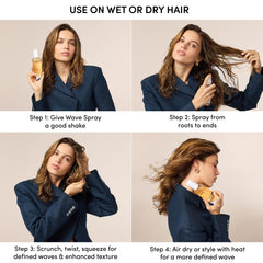 OUAI texture before and after photo demonstrating reduced frizz and enhanced definition