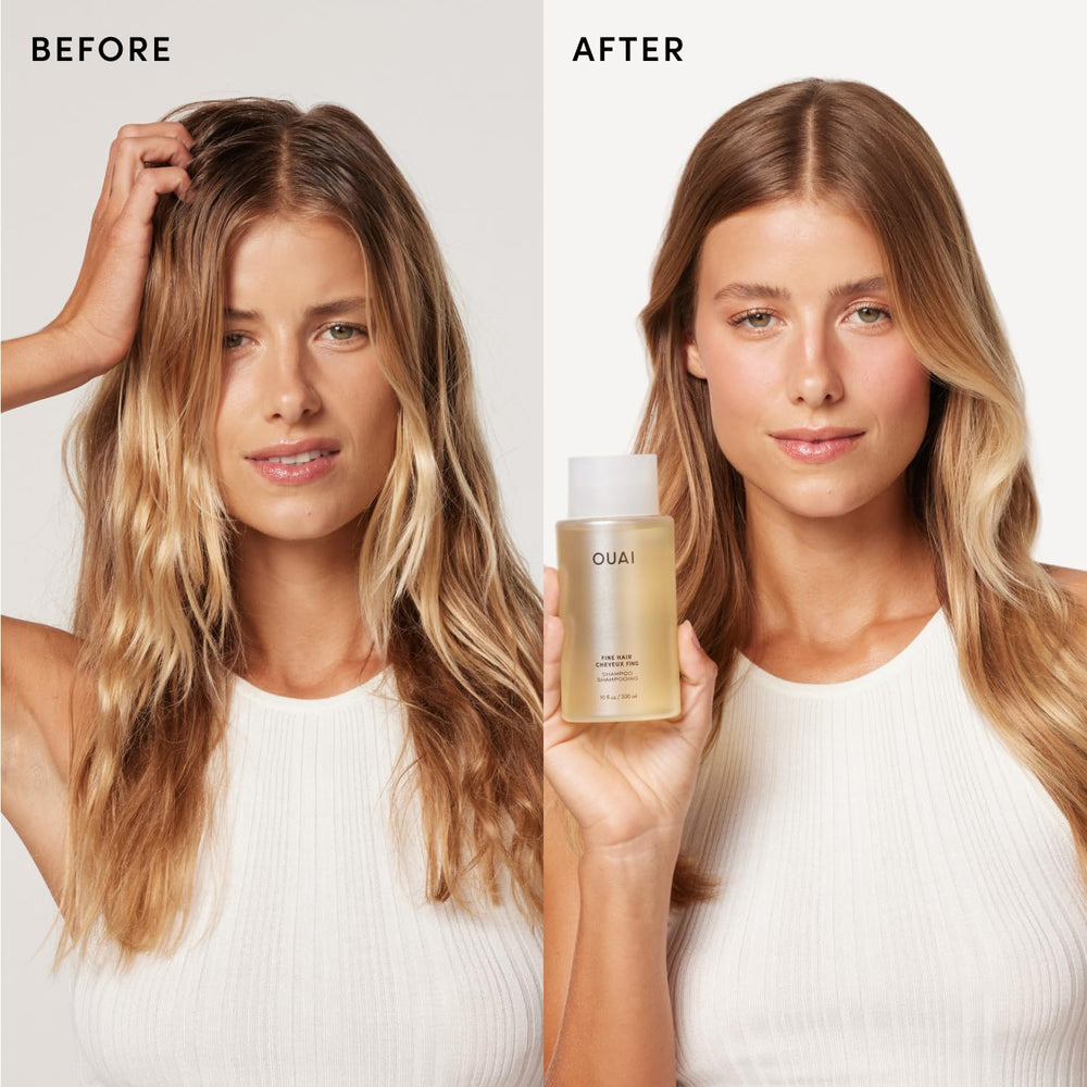 OUAI shampoo lather on hair demonstrating gentle cleansing