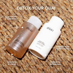 OUAI Thick Hair conditioner bottle showing rich moisturizing benefit