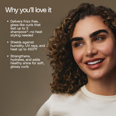 Ouidad being applied to damp curls, shows improved definition and shine