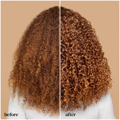 Ouidad rake and shake demo on damp hair showing defined curls