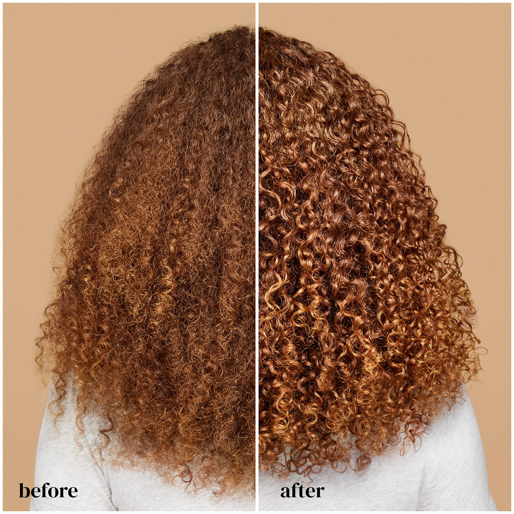 Stylist applying Ouidad gel to curly hair for definition and hold