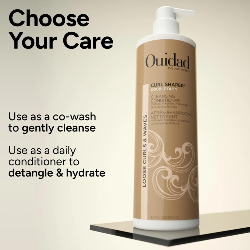Ouidad next to a hand for scale to emphasize small travel size