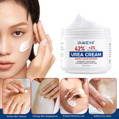 OUKEYA cream texture close-up highlighting rich yet fast-absorbing consistency for hydration