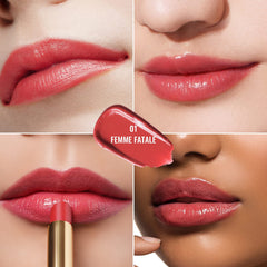 Oulac apple red texture closeup showing glass-like sheen and creamy spread for hydration
