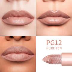 Oulac application on lips demonstrating buildable coverage and shine