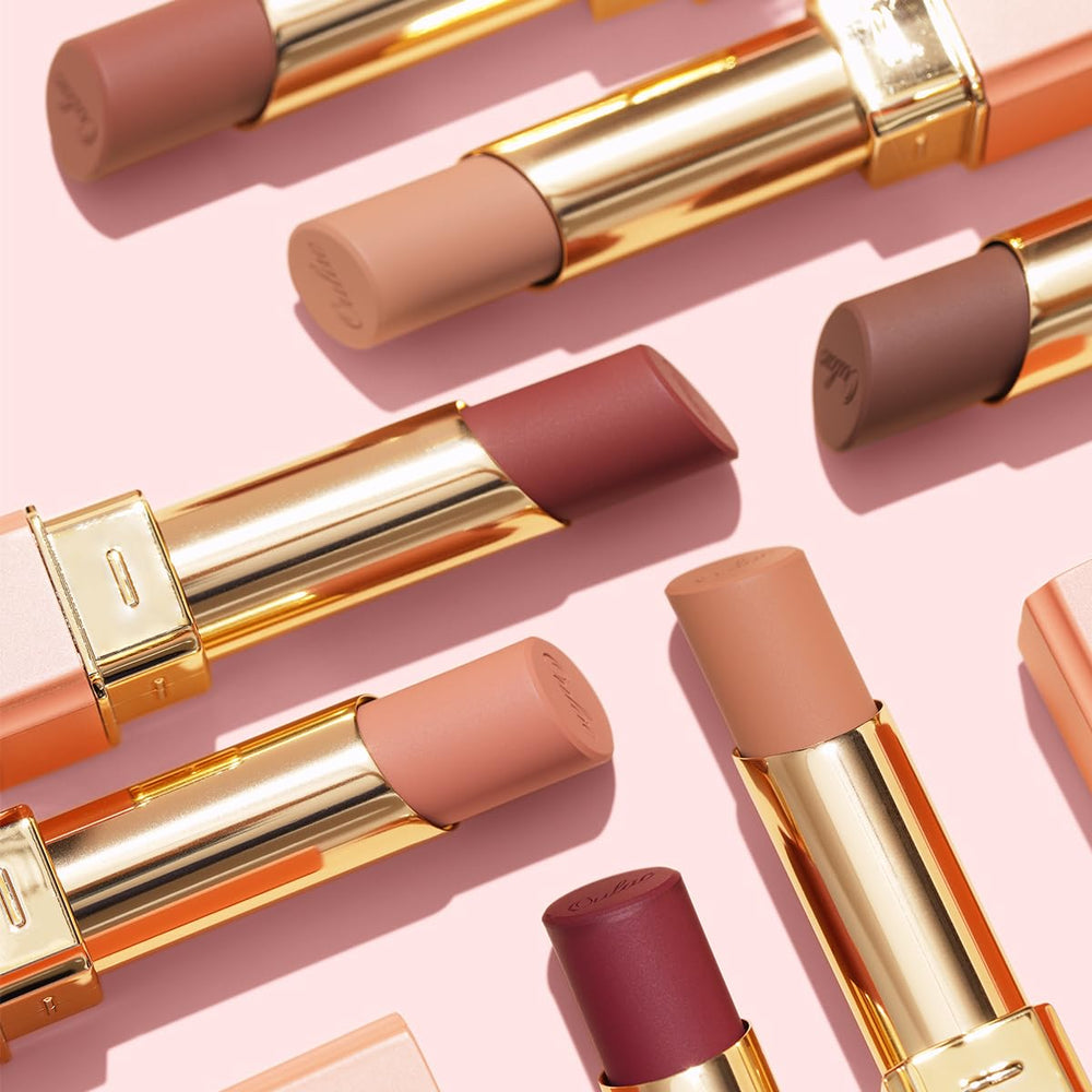 Oulac lipstick packaging detail emphasizing label clarity and premium feel