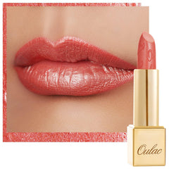Oulac coral pink front packaging showing shade and luxe tube