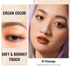 Oulac cream eyeshadow texture closeup showing smooth shimmer benefit: even pigment