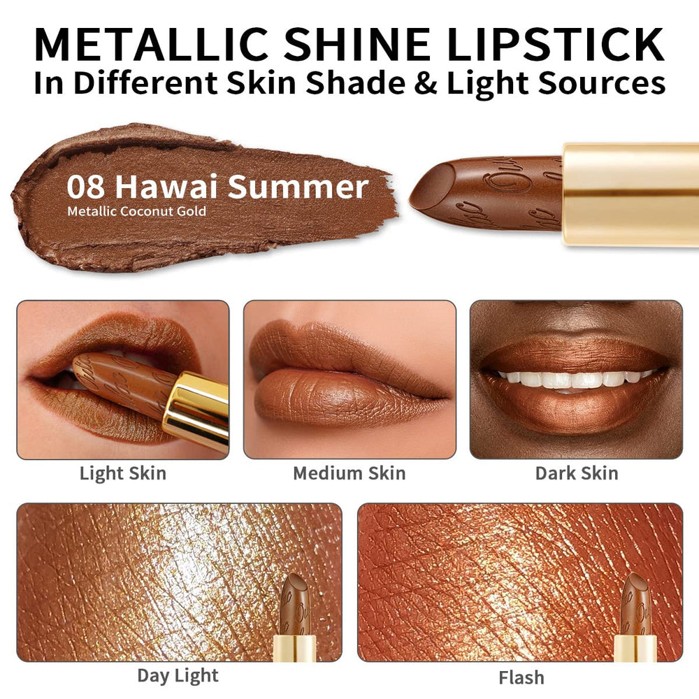 Oulac applied on model in daylight for wearable glossy metallic effect
