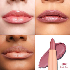 Swatch of Oulac LL01 Dusty Rose on arm demonstrating true color payoff
