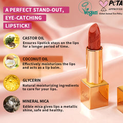 Oulac next to coin for size comparison illustrating portable lipstick size