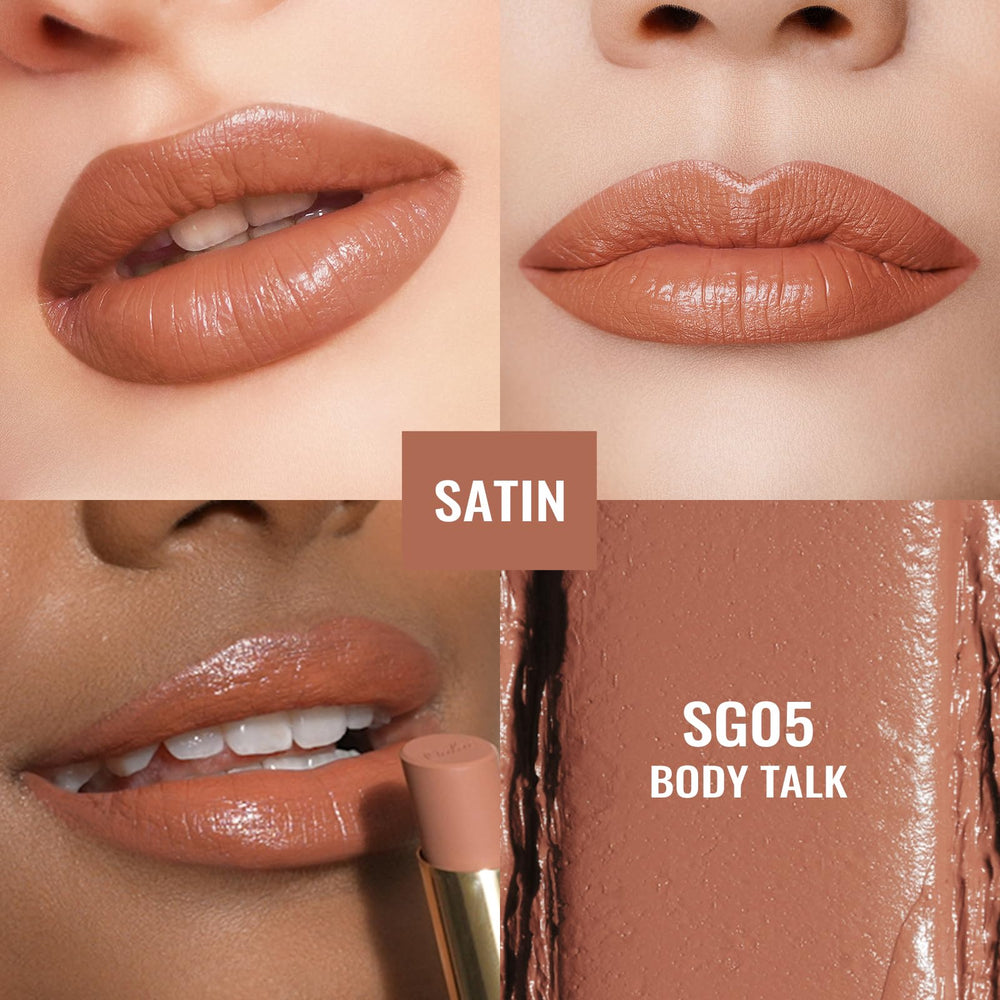 Oulac SG05 applied on lips using mirror for precise finish