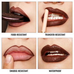 Model applying Oulac lipliner for precise edge and long-lasting wear
