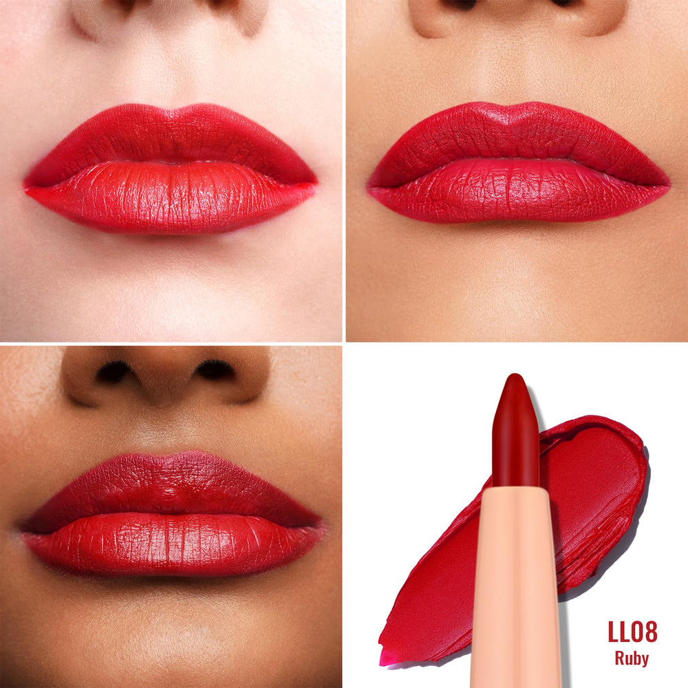 Oulac lipliner paired with lipstick showing color coordination and durability