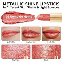 Oulac on lips model bold metallic for evening impact