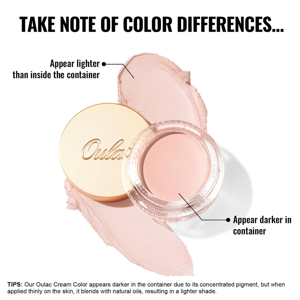 Oulac in use on eyelid creating a natural matte daytime look with hold