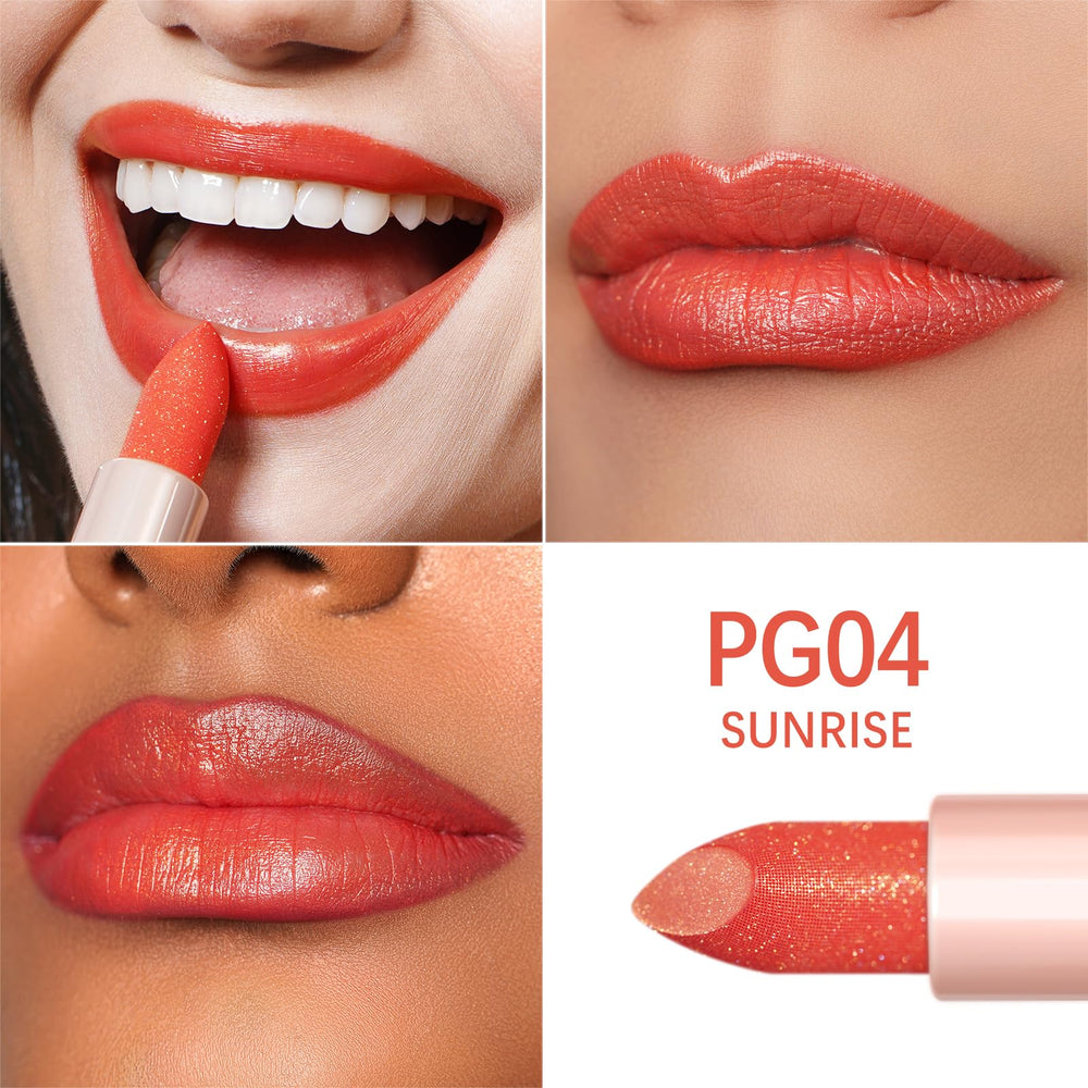 model wearing Oulac PG04 Sunrise showing natural coral tint and brightening benefit