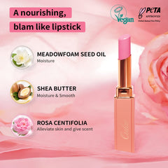 Oulac lipstick beside mirror in lifestyle scene for quick touch-up benefit