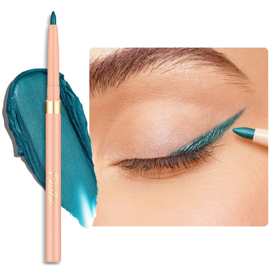 Oulac teal eyeliner front packaging showing color and retractable design benefit