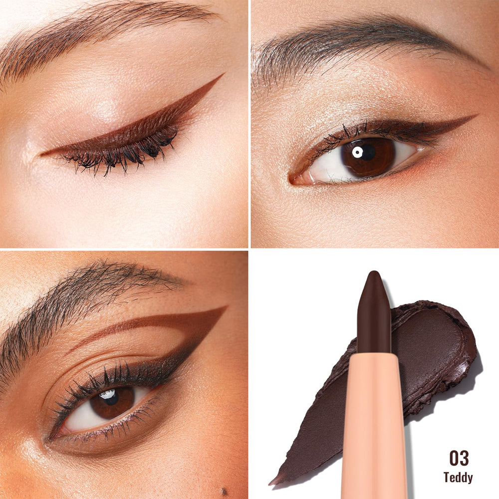 Swatches of Oulac Teddy 03 brown on skin illustrating true pigment and blendability