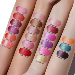 Oulac application on lips closeup displaying 3D metallic shine