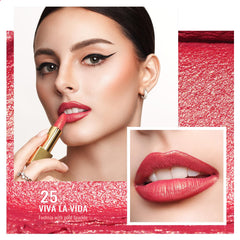 Oulac lipstick tube with mirror cap highlighting secure magnetic closure benefit
