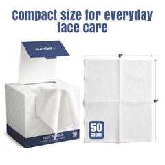 ourmed life towel on vanity next to skincare bottles for convenience